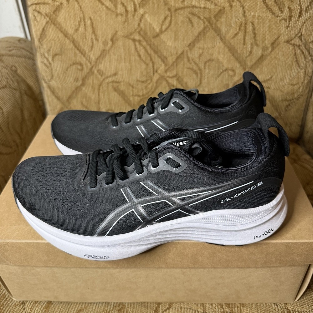 Asics Gel-Kayano 32 Running Shoes In Black & White Women's Size 8 W 1012B839 - Picture 1 of 8